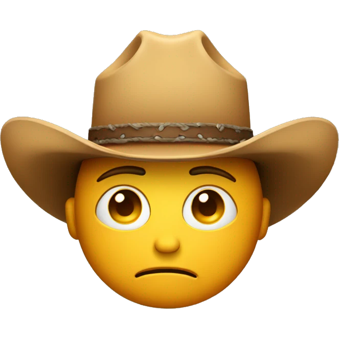 sad face emoji with cowboy hat emoji