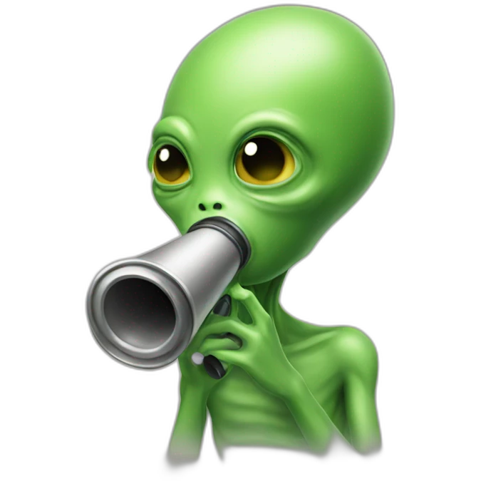 Alien blowing whistle emoji