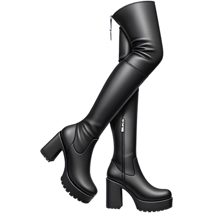 Black leather, platform, knee high boots emoji
