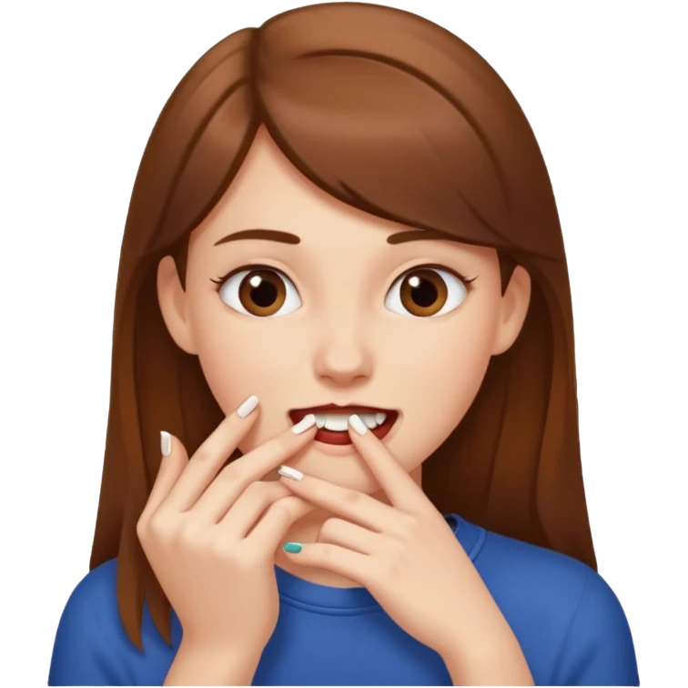 Une fille brune et blanche qui se mord un ongle avec ses dents comme si elle draguait qqn il fait que l'ongle soit entre ses dents emoji