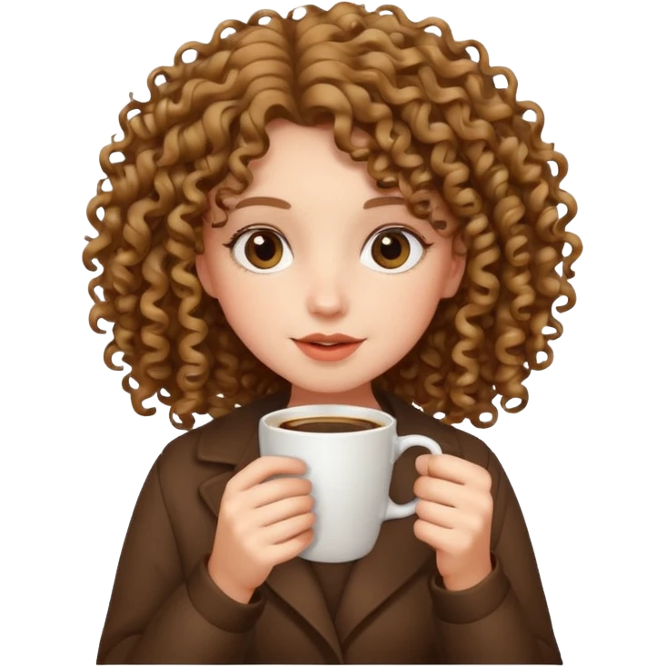 Curly girl whit coffe coquet emoji