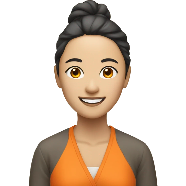 smiling-asian-woman wearing orange  emoji