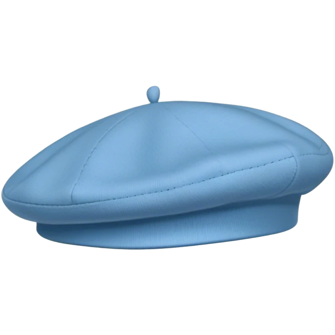 A standalone beret, classic wool design light blue color, floating on a plain background — no head, no face, just the beretblue beret without human head emoji