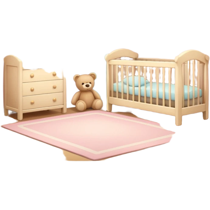 baby room, Cozy baby room with crib and teddy bear emoji