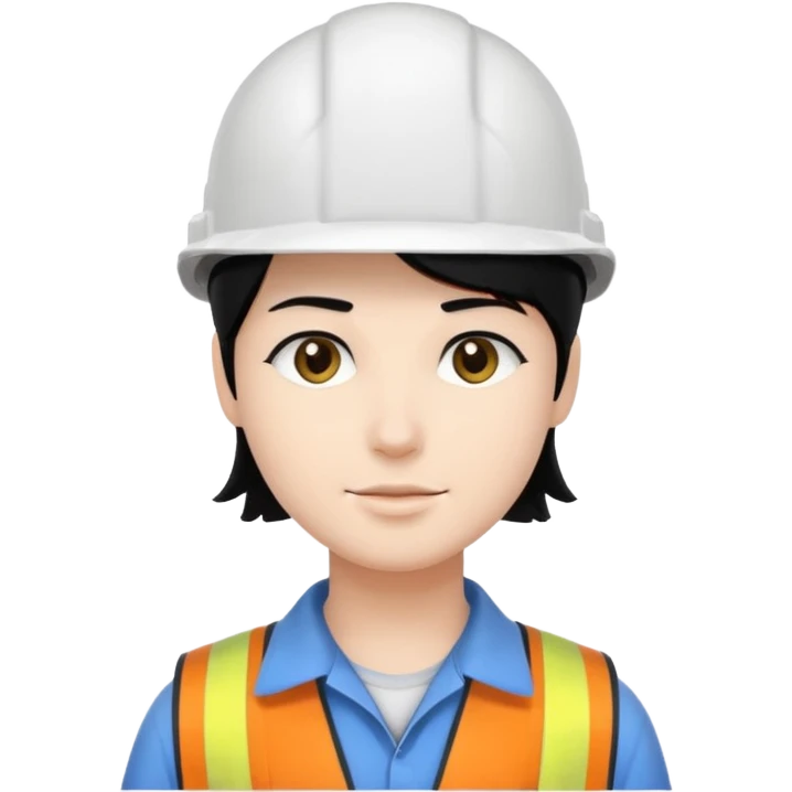 Ingeniera industrial casco blanco y cabello negro emoji
