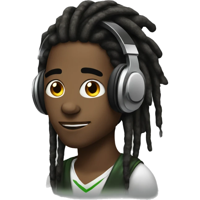 a african american with dreads till shoulder and a streamer headphones emoji