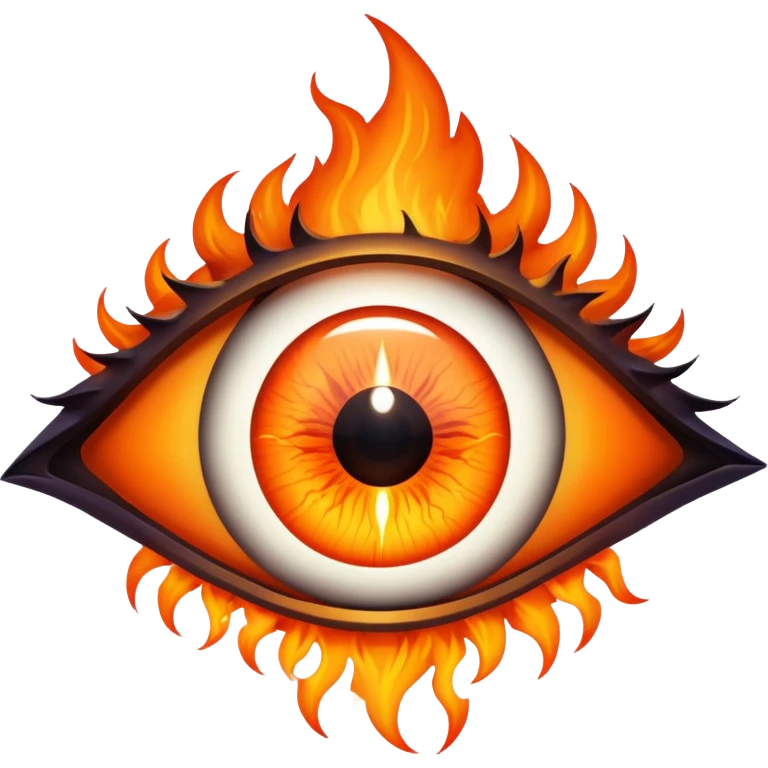 Eye of Sauron, glowing orange iris, surrounded by flames. emoji