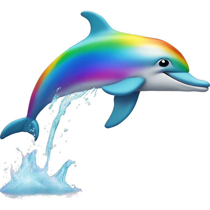Rainbow dolphin jumping over water emoji