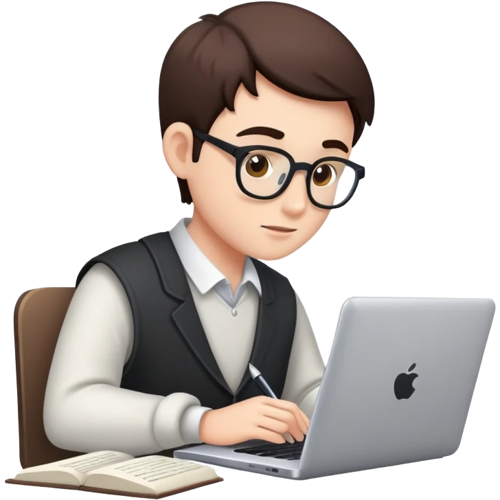 Person typing on laptop writing an essay emoji