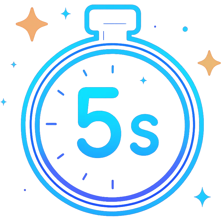 animated -5 sec icon with dark purple, blue, and black base, bright accents, complex gradients, stars, bright neon border, modern clean -5 seconds symbol, subtle glowing and moving stars neon effects, sophisticated futuristic style emoji