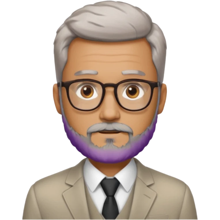 Create a figure that reflects an experienced entrepenurr but who has professional and elegant clothing, shaved hair, light grey glasses, brown eyes and an unkempt beard emoji