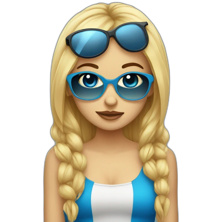 chica rubia con ojos azules con gafas negras emoji