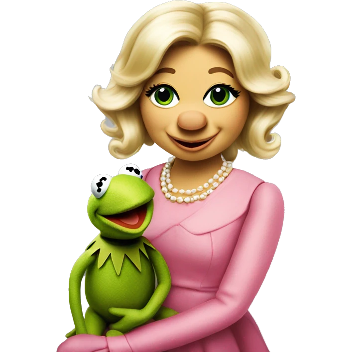 Miss piggy puppeting Kermit  emoji