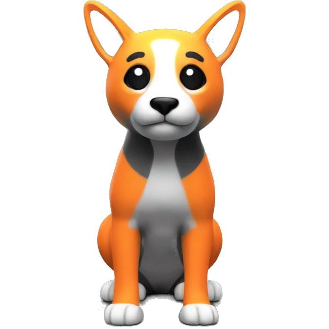 Neon orange gray and black animal 3d printed model emoji
