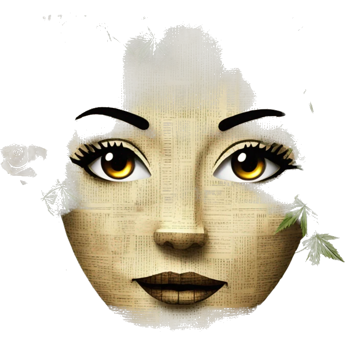  Hemp 420 lady face made of 420 origami newspaper roses hemp leaves lantern fairy lights burning paper and hemp leaves in hair  emoji