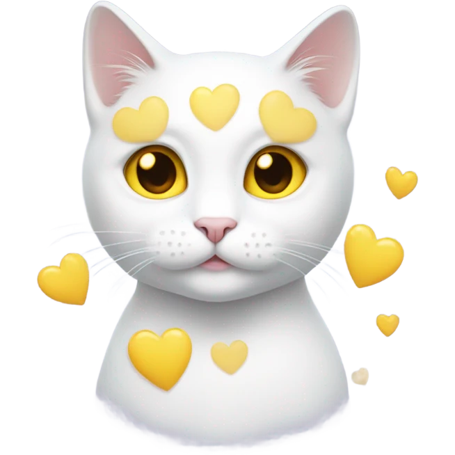 White cat with yellow eyes, hearts over head  emoji