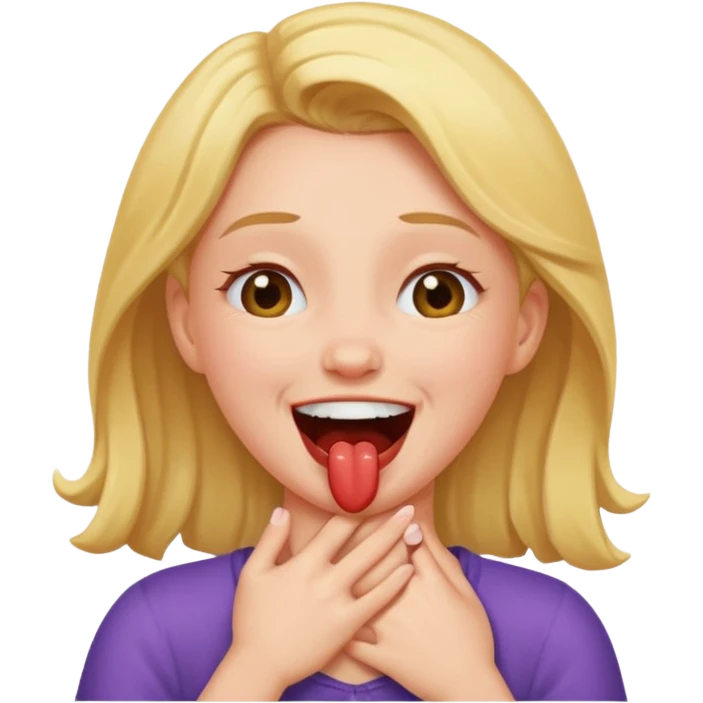 Girl choking herself and laughing  emoji