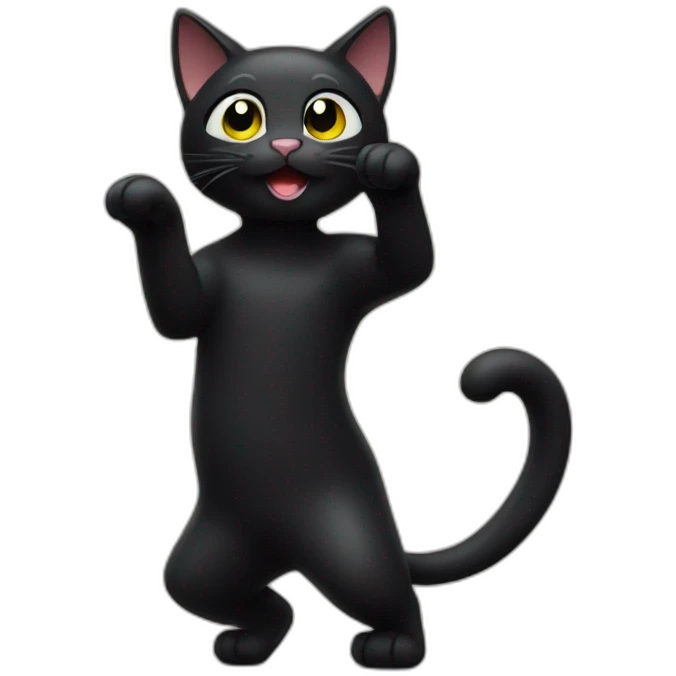 Black cat dancing emoji