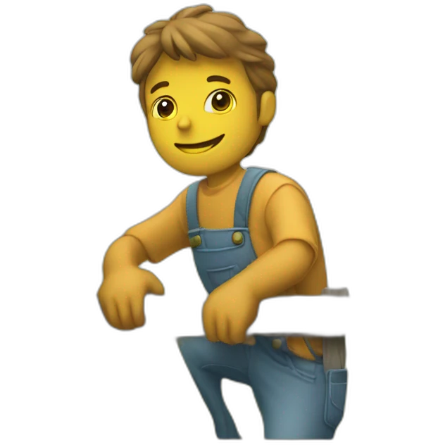a man paints a fence emoji