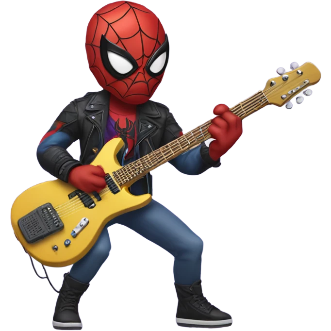 Spider-man playing electro guitar, Iroquois, punk emoji