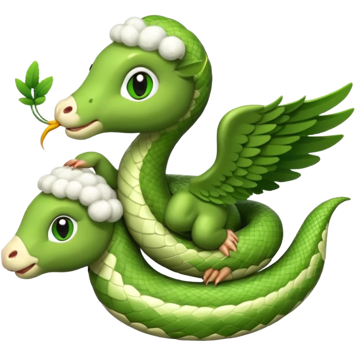 Snake with wings flying holding a little lamb emoji