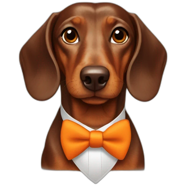 Brown dachshund with orange tie emoji