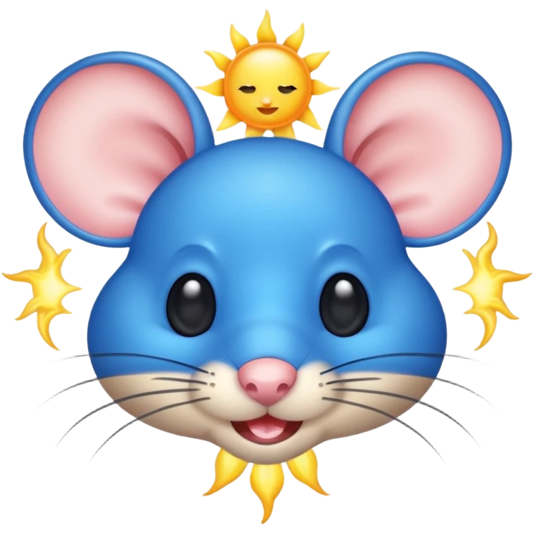 A mouse face with blue sun rays like a sun ☀️  emoji