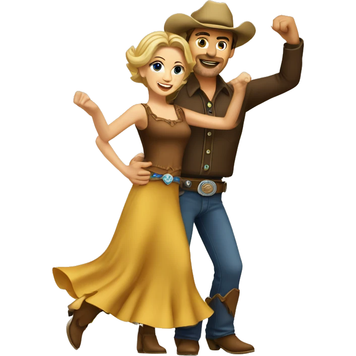 Caucasian Male and female country western dancing emoji
