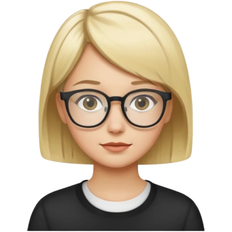 blonde girl with short hair and glasses portrait emoji