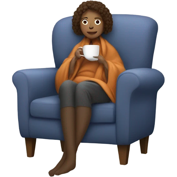 Woman drinking tea all cosy  emoji