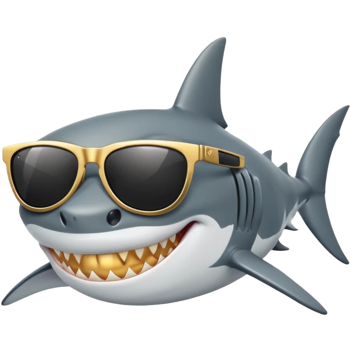 shark with golden teeth wearing black sunglasses emoji