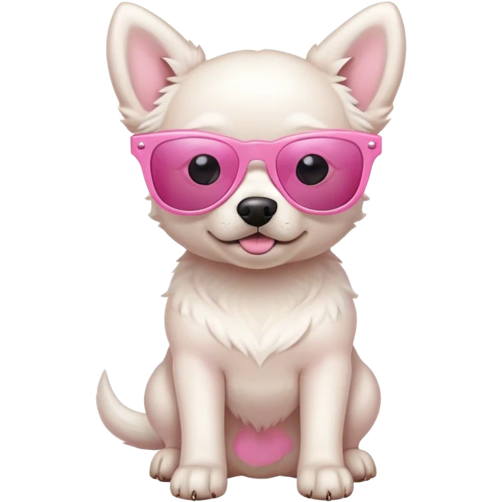 White dog with pink sunglasses emoji