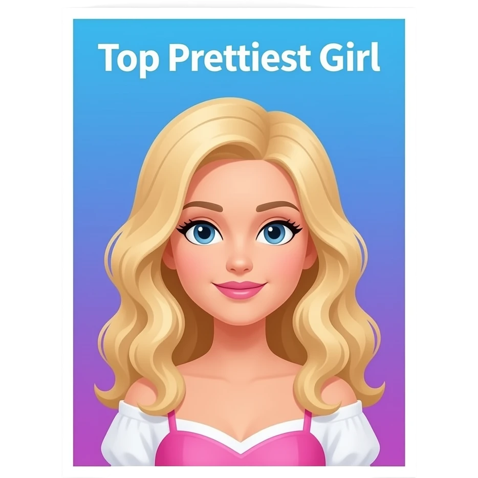 blue purple wall poster beauty salon  featuring the “Top Prettiest Girl” inspired by barbie colour pallete building onlywithout background emoji