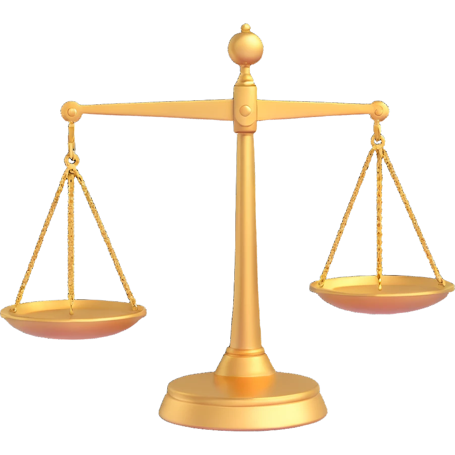imbalance scale, 3D style, one side tipped, metallic gold, dynamic perspective emoji