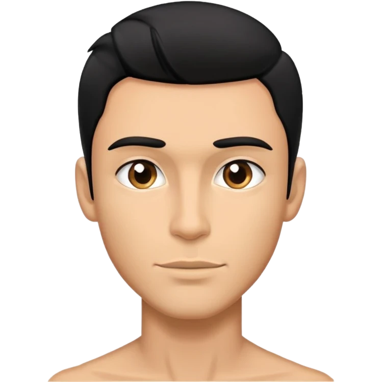 Man with sexy black hairstyle. Skinny face emoji