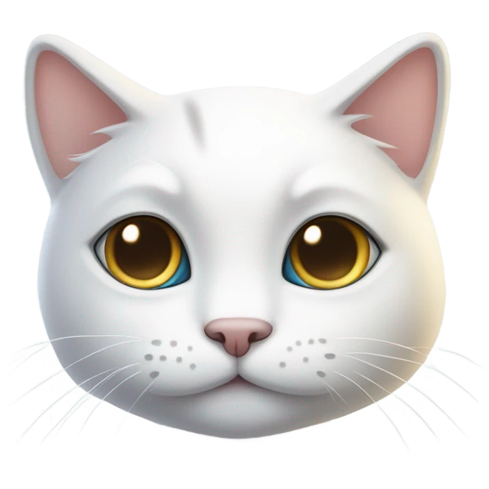 make me white cat with cute shiny eyes, whole body from half side perspective emoji