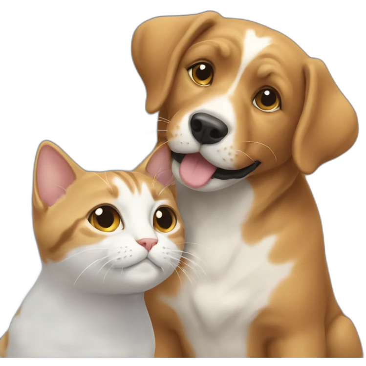 Cat petting a dog emoji