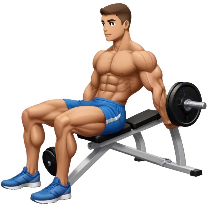 side-view bodybuilder seated weighted calf-raise machine lower leg exercise emoji