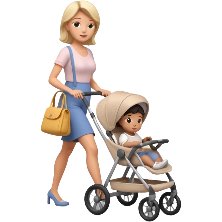 3D STILL LIFE RENDERING Stroller with mother pushing it emoji