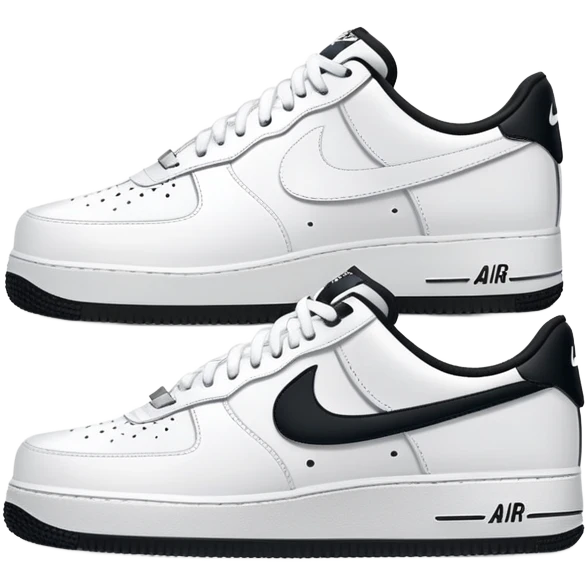 A pair of white Nike Air Force 1 sneakers side by side with Nike swoosh emoji