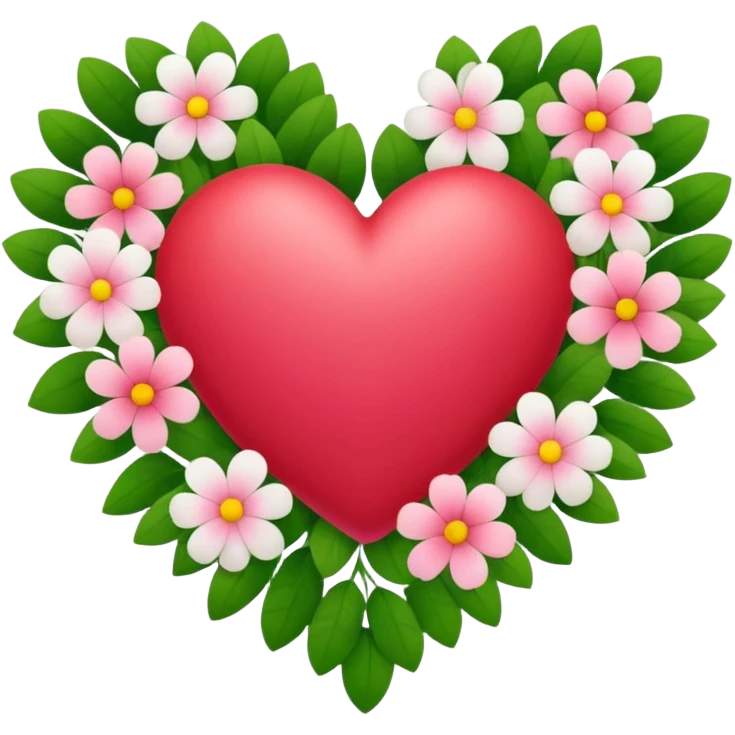 a heart made of flowers with leaves emoji