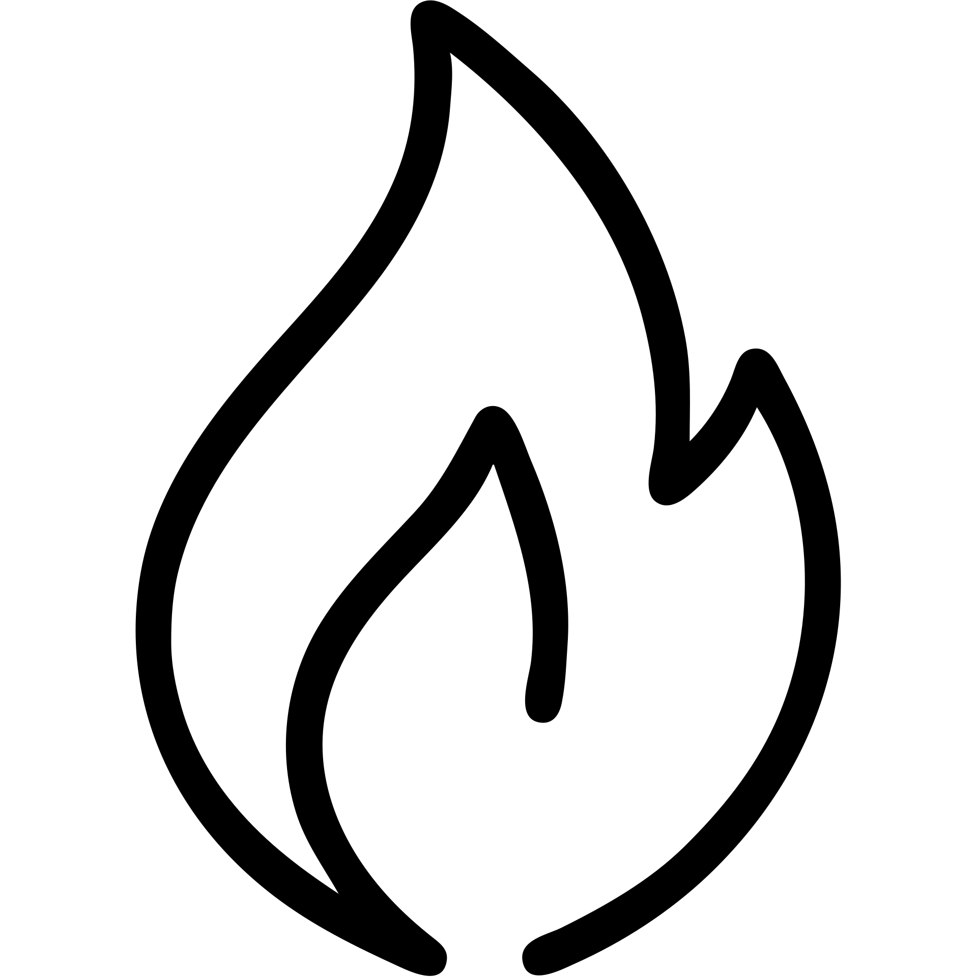minimalist flame icon, thick black outline, no fill emoji