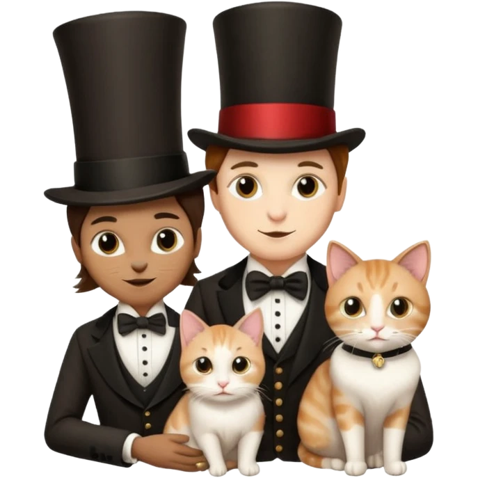 magician couple and their pet cat emoji