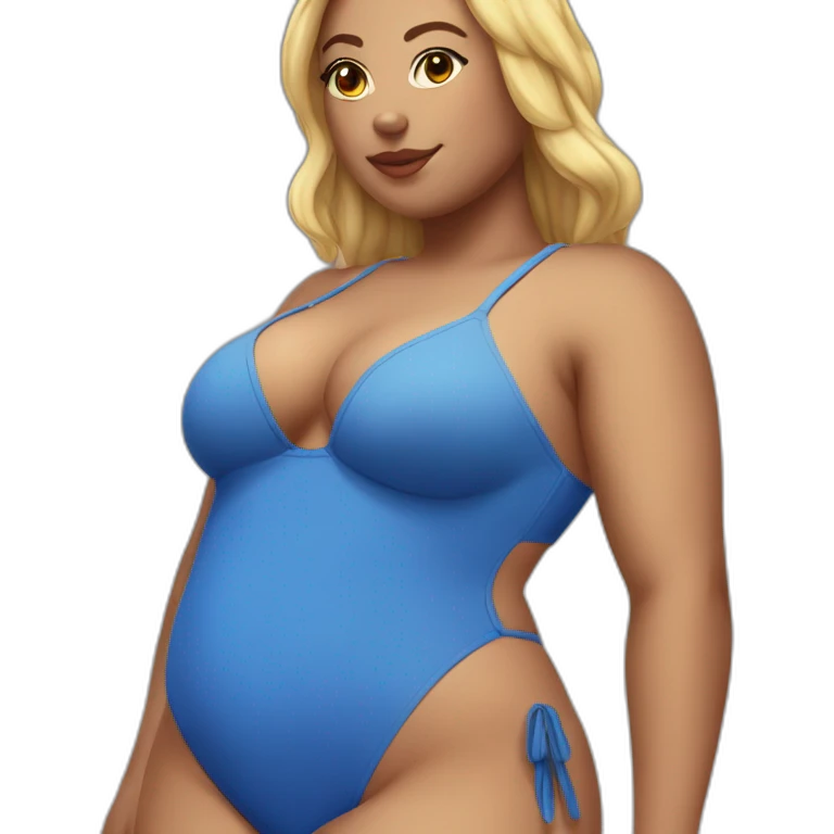 Slim-Thicc caucasian woman swimsuit posing emoji