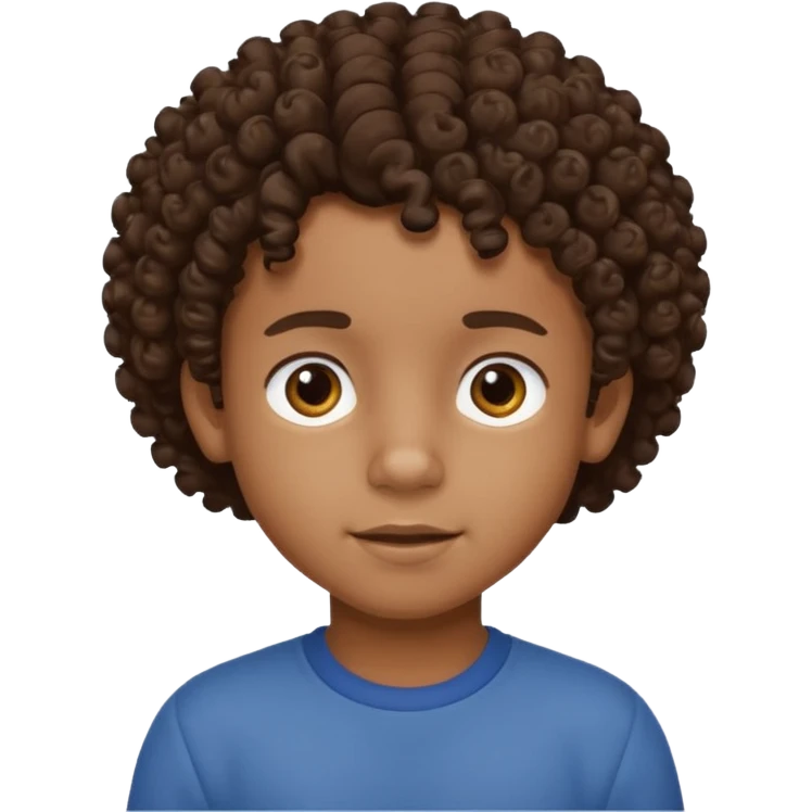 Black 6 year old boy with curly brown hair emoji