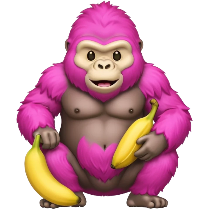 A pink emoji gorilla holding a banana emoji