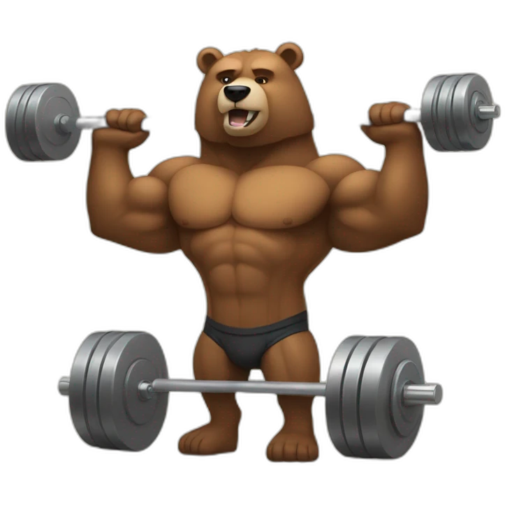 Very buff Bear weights lifting gym emoji