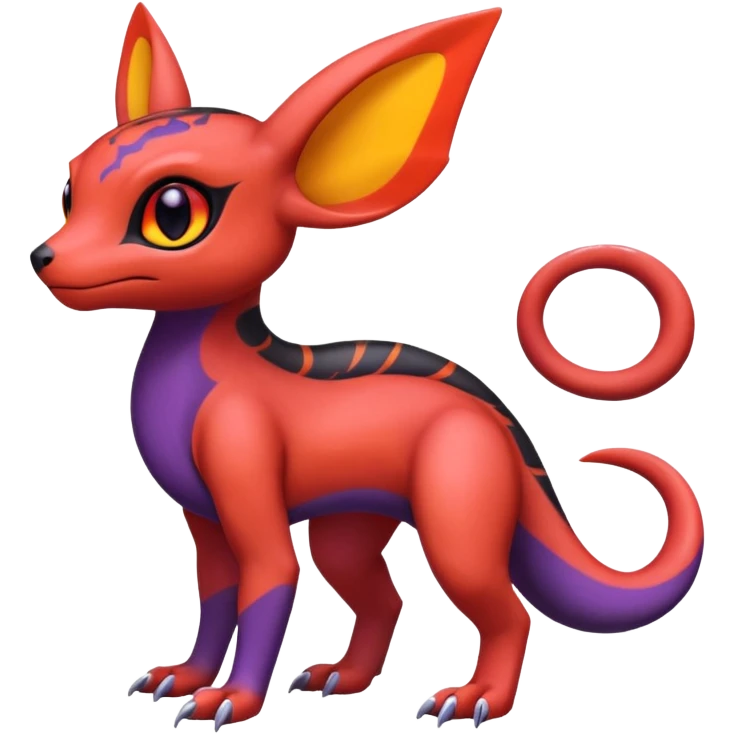 Cute Exotic Colorful Guilmon-Salandit-Umbreon-Fakémon-hybrid-creature (full body)  emoji