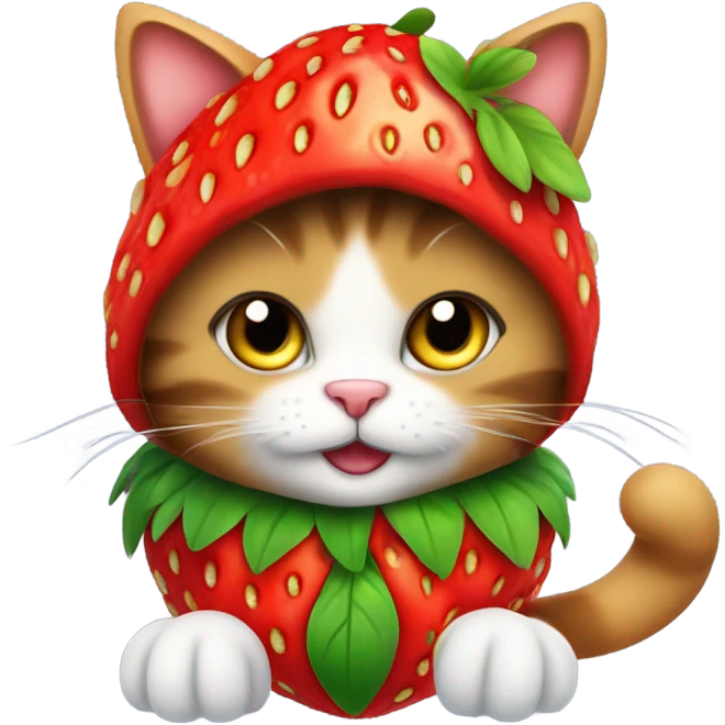 Cat wearing strawberry costume emoji