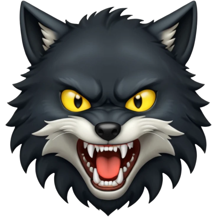 open mouthof black wolf in anger  emoji